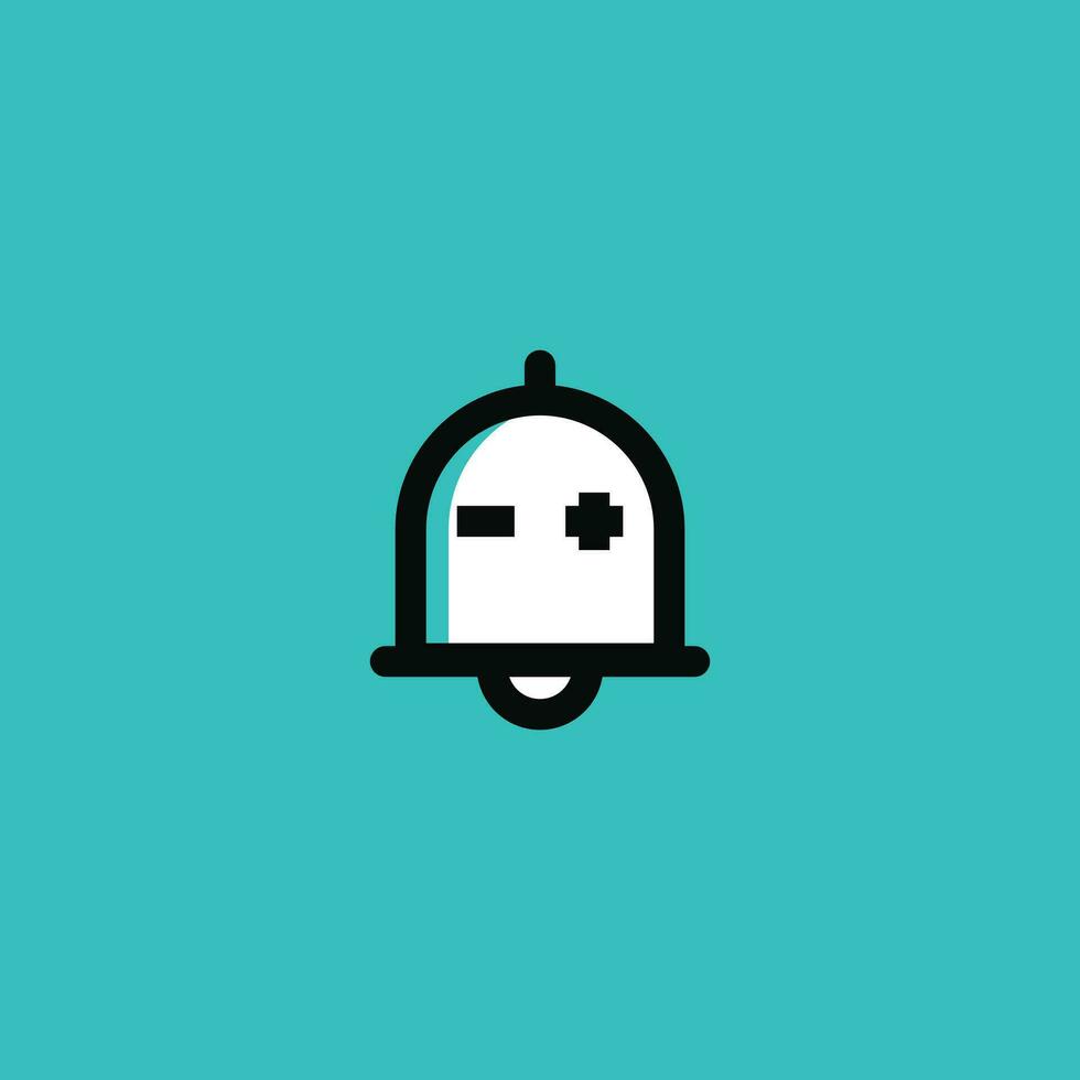 robot notificare logo disegno, campana combinare con robot occhio logo icona vettore