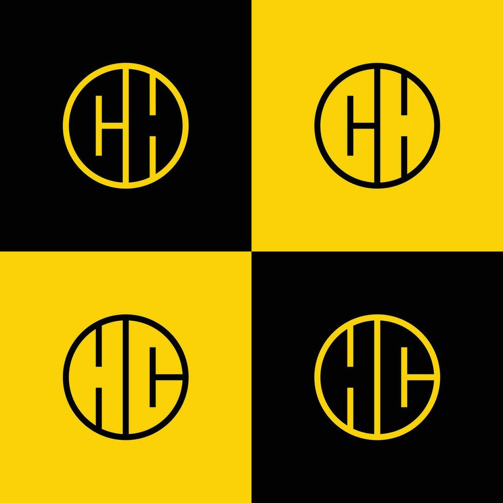 semplice cap e hc lettera cerchio logo impostare, adatto per attività commerciale con cap o hc iniziale vettore