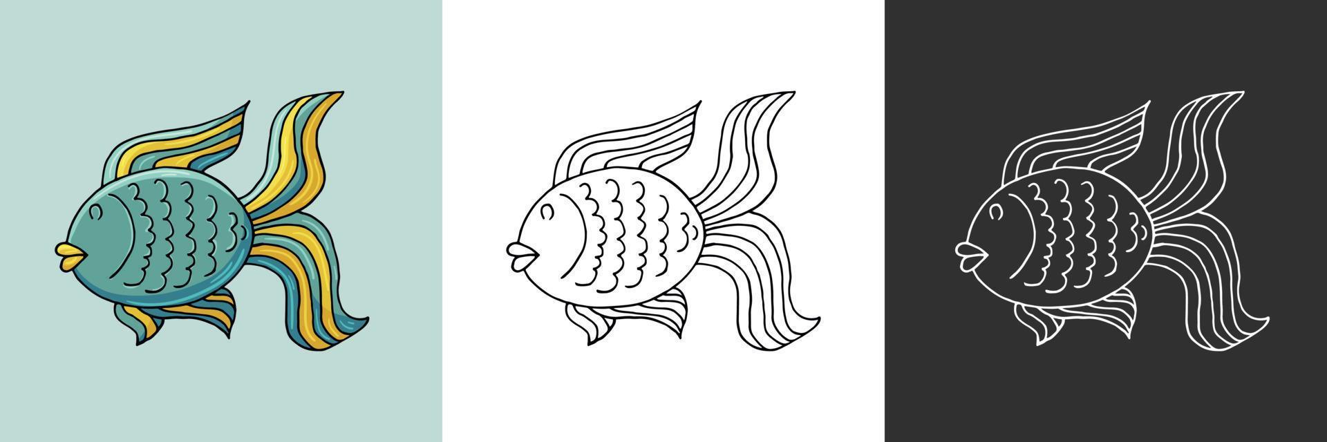 icona in mano disegnare lo stile. illustrazione di linea. raccolta di disegni sul tema marino vettore