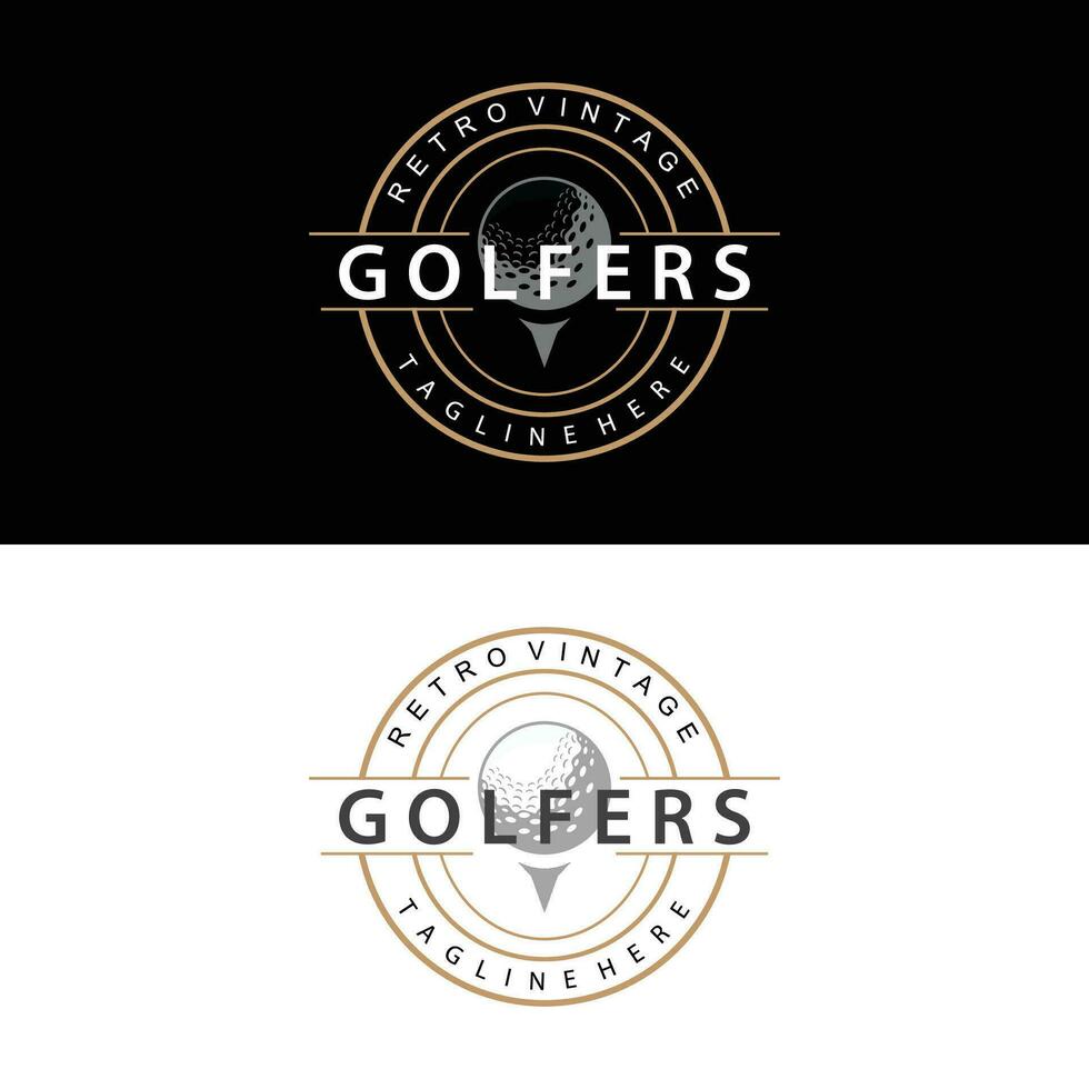 golf logo vettore sport golf torneo campione club design bastone e sfera, modello illustrazione