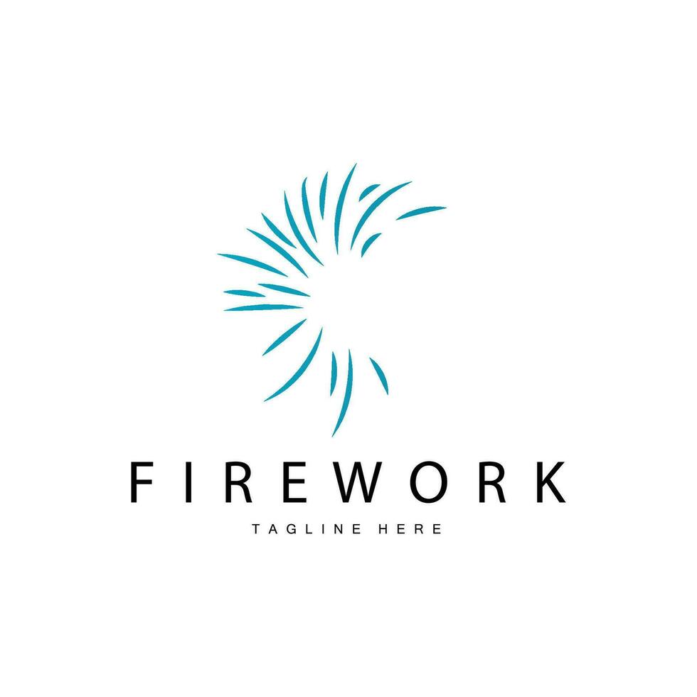 fuoco d'artificio logo, semplice linea modello design nuovo anno celebrazione giorno illustrazione, modello vettore