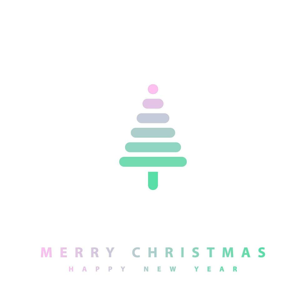 allegro Natale, contento nuovo anno carta con semplice digitale albero vettore