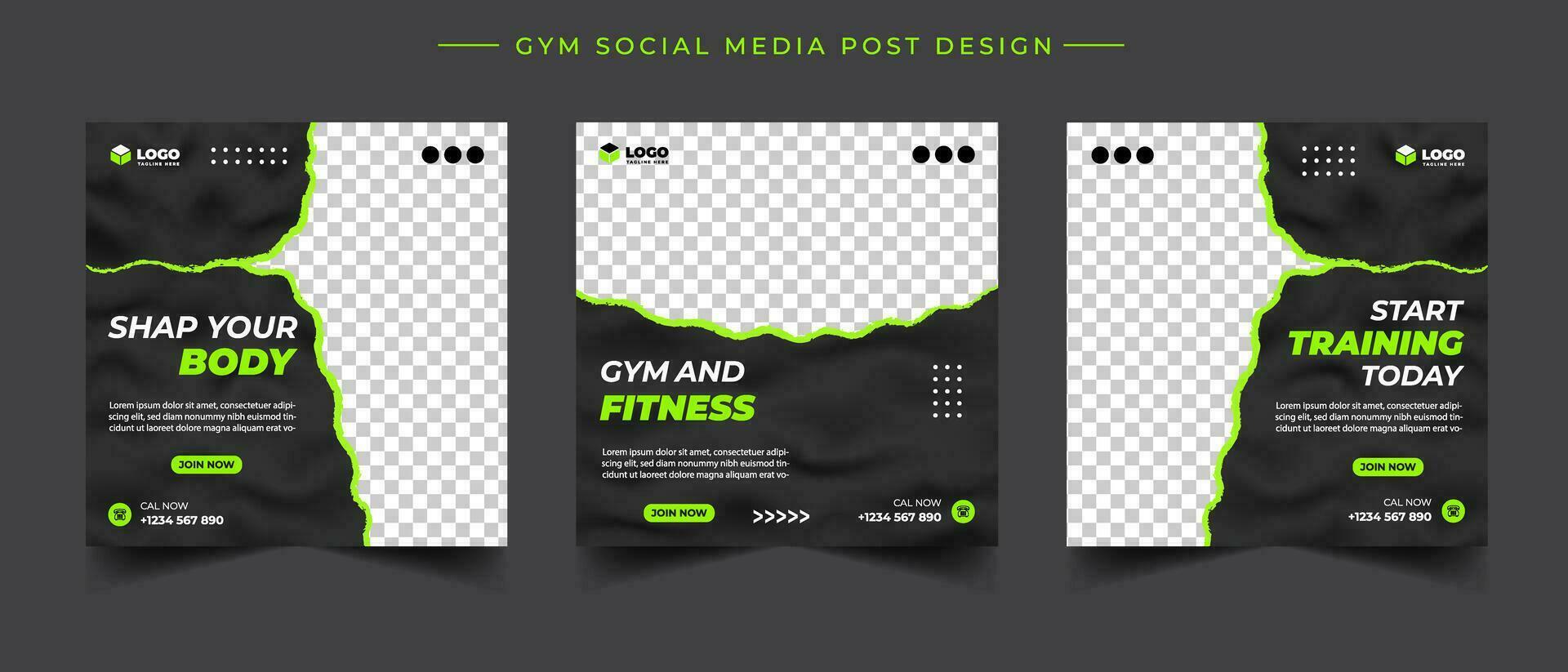 palestra, fitness, e gli sport sociale media inviare modello design impostare. utilizzabile per sociale media, striscione, e sito web. vettore