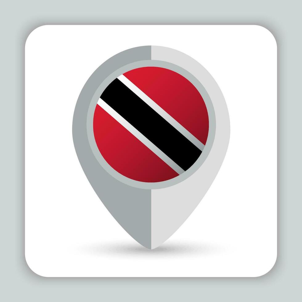 trinidad e tobago bandiera perno carta geografica icona vettore
