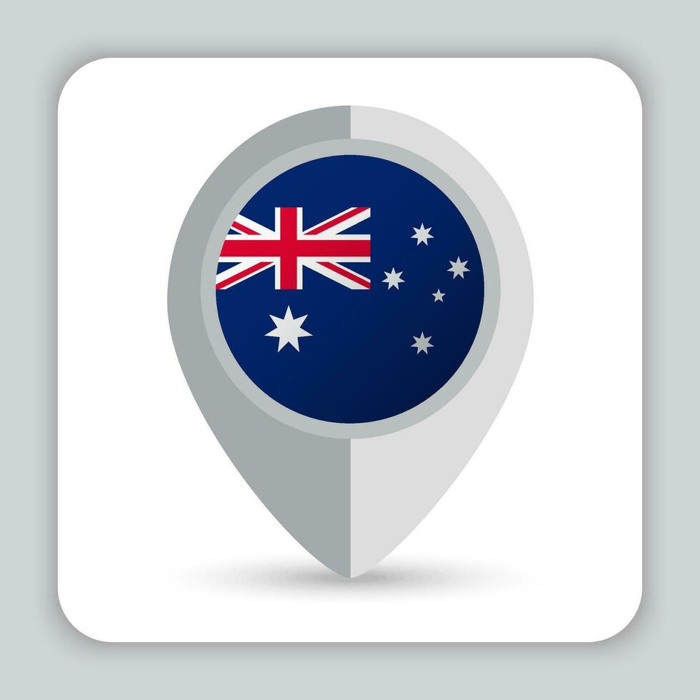 Australia bandiera perno carta geografica icona vettore