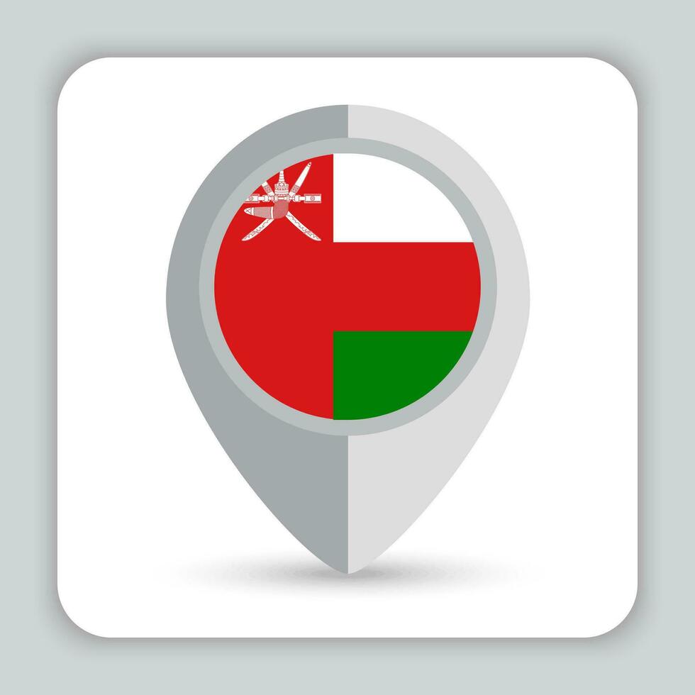 Oman bandiera perno carta geografica icona vettore