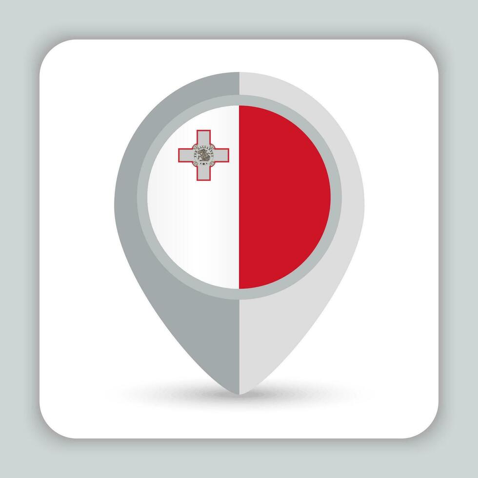 Malta bandiera perno carta geografica icona vettore