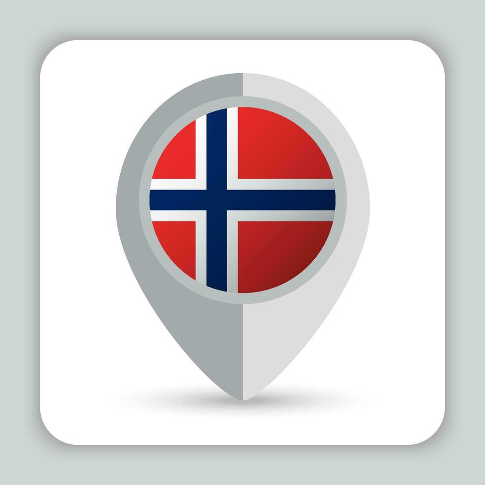 Norvegia bandiera perno carta geografica icona vettore