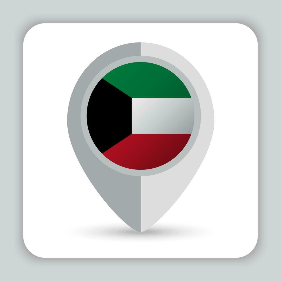 Kuwait bandiera perno carta geografica icona vettore