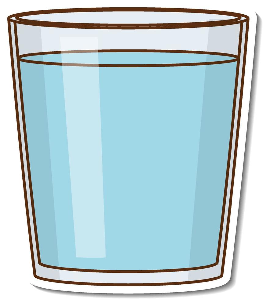 adesivo bicchiere d'acqua su sfondo bianco vettore