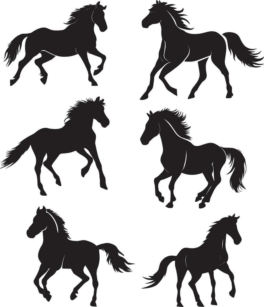 in esecuzione cavallo vettore silhouette illustrazione 2