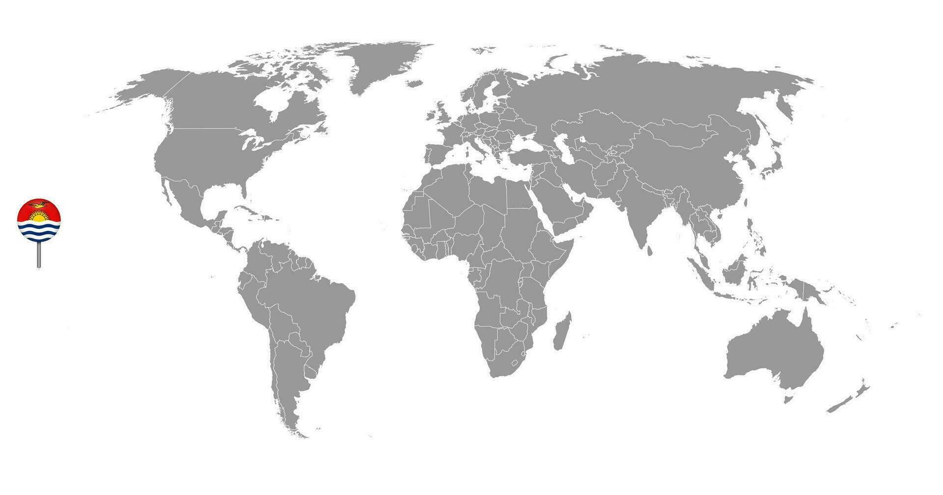 mappa pin con bandiera kiribati sulla mappa del mondo. illustrazione vettoriale. vettore