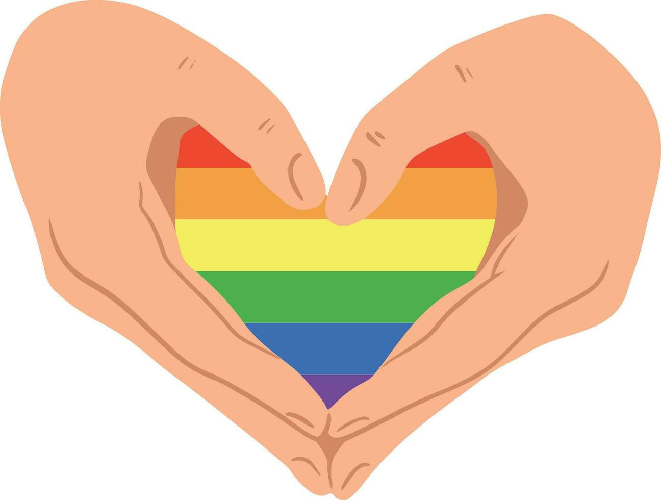 mani Tenere lgbt cuore, lgbt orgoglio. arcobaleno gay bandiera cuore. simbolo. un' carta ritagliare cuore colorato piace un' lgbt bandiera isolato su bianca sfondo vettore