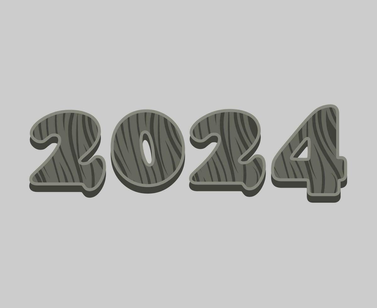 2024 contento nuovo anno vacanza grigio legna astratto grafico design vettore logo simbolo illustrazione