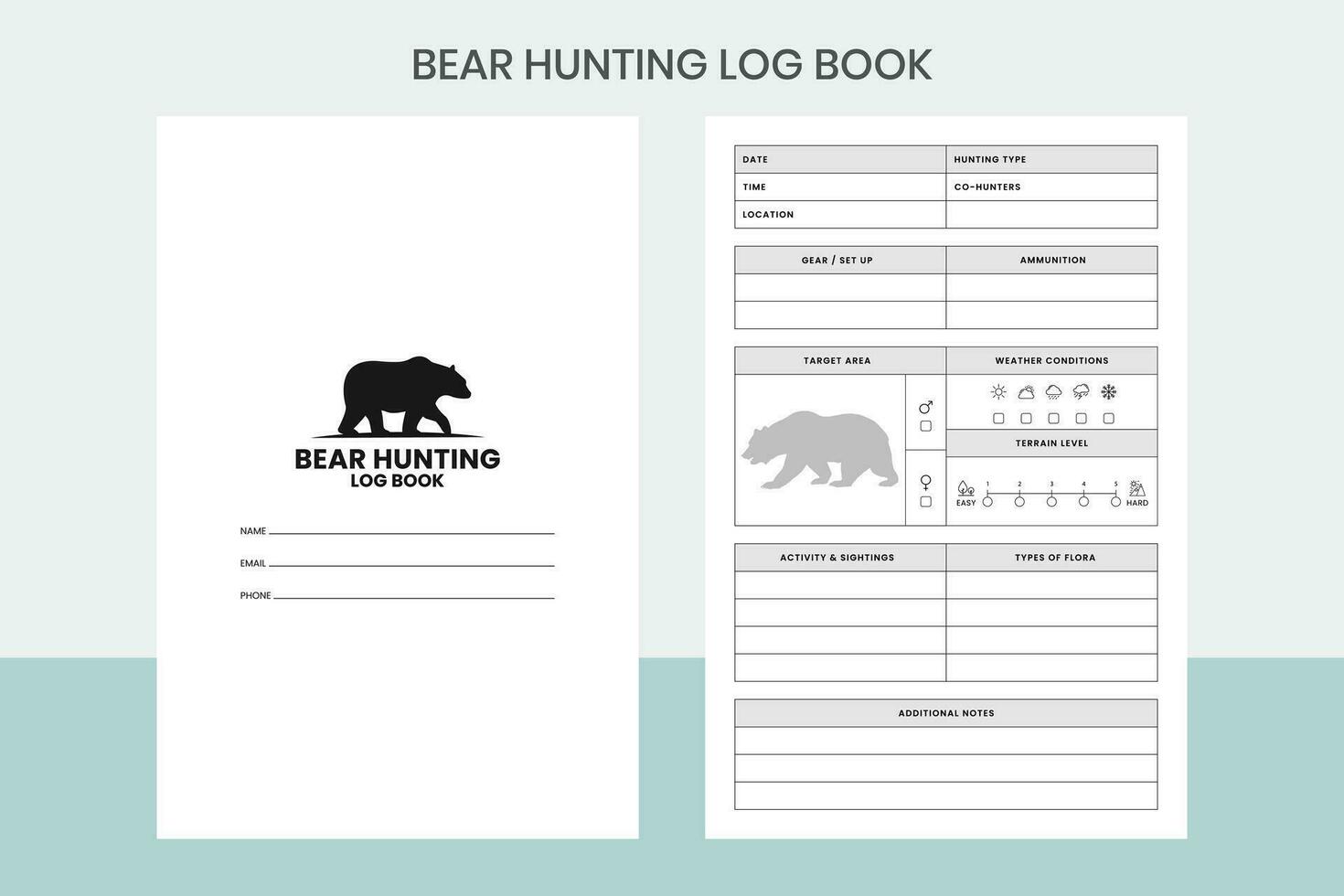 orso a caccia log libro gratuito modello vettore