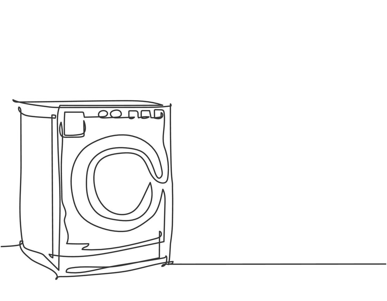 disegno a linea continua dell'utensile domestico della lavatrice della porta d'ingresso. concetto di elettrodomestico elettronico. illustrazione vettoriale grafica di disegno moderno di una linea di disegno