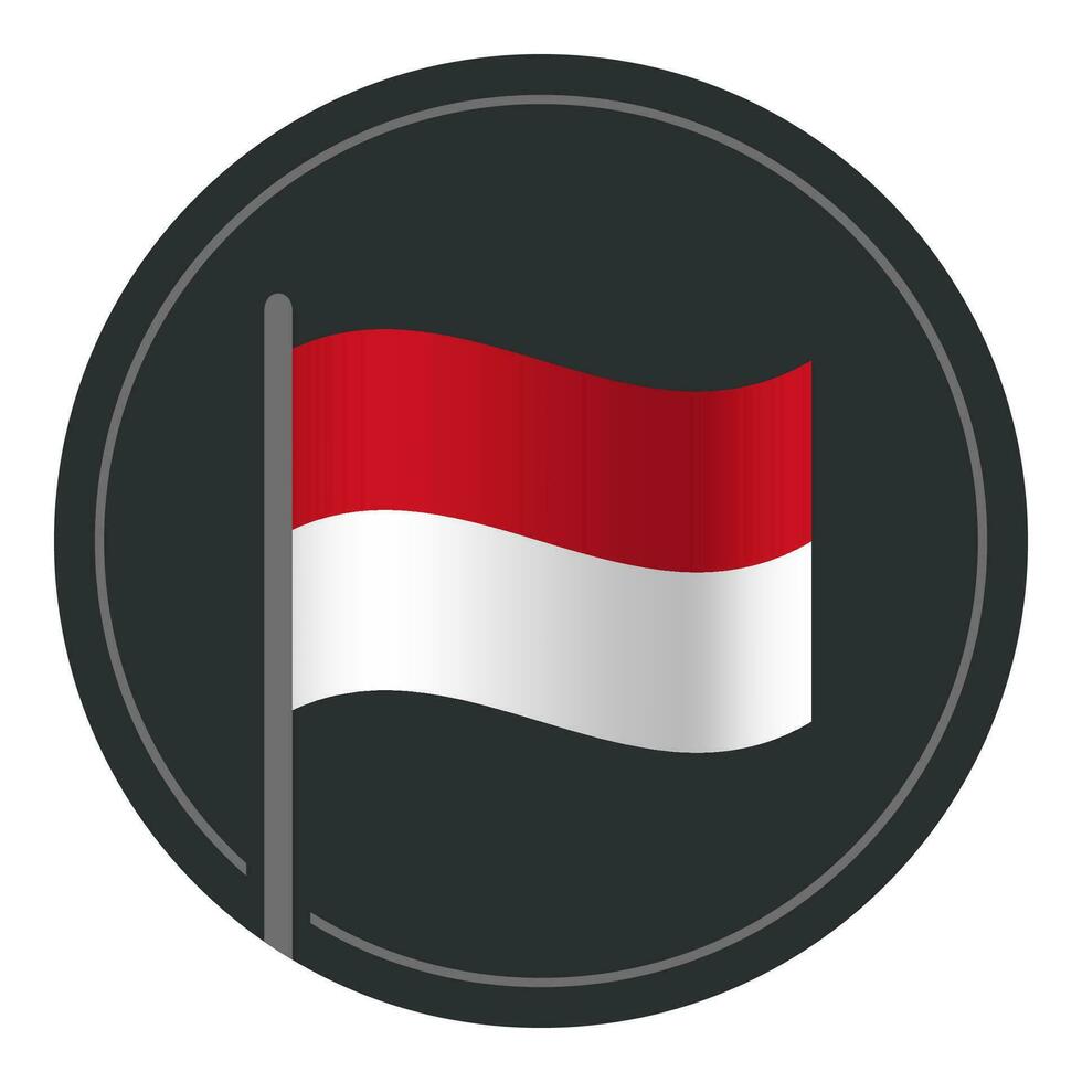 astratto Indonesia bandiera piatto icona nel cerchio isolato su bianca sfondo vettore