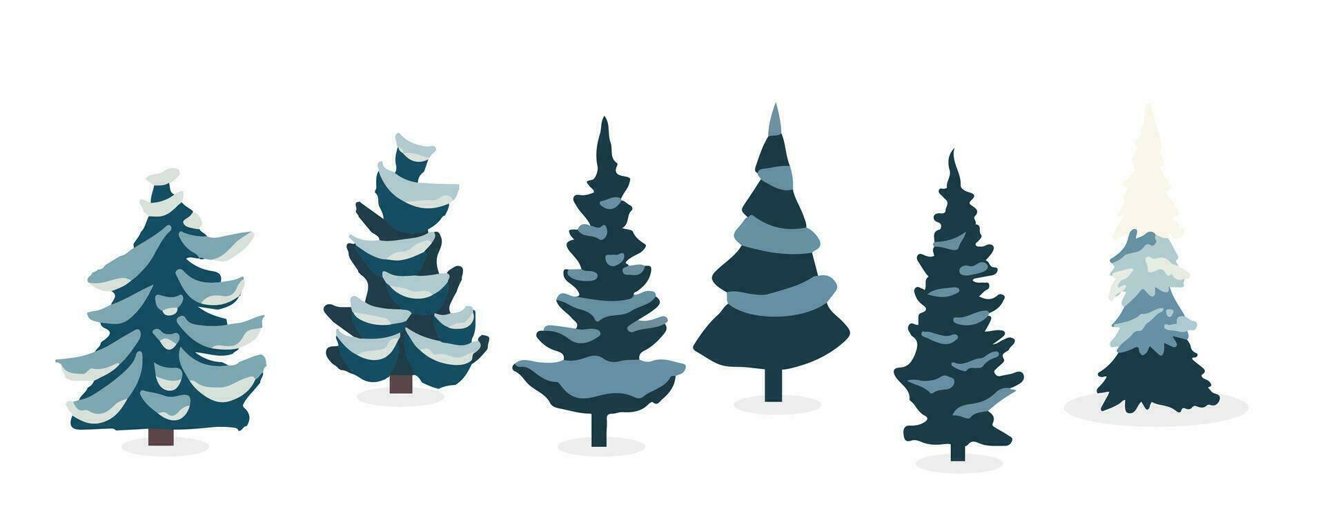 inverno albero oggetto set.editable vettore illustrazione per cartolina