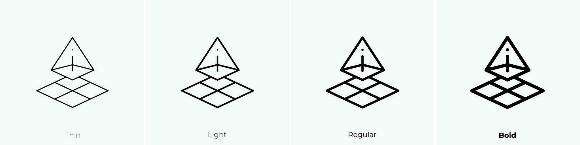 piramide icona. sottile, luce, regolare e grassetto stile design isolato su bianca sfondo vettore