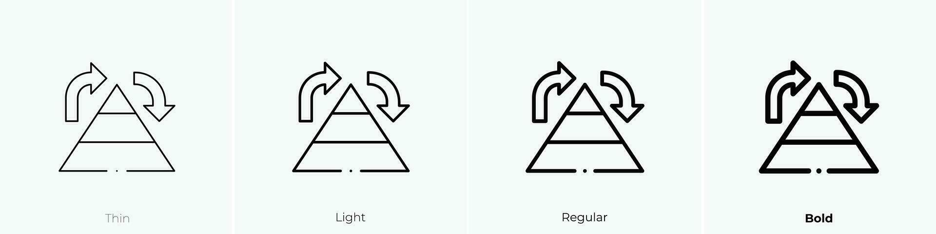 piramide grafico icona. sottile, luce, regolare e grassetto stile design isolato su bianca sfondo vettore