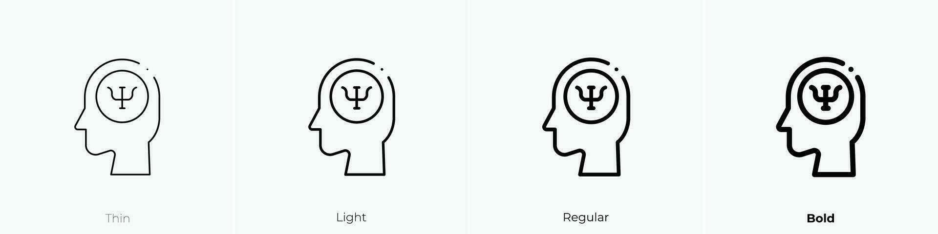 psicologia icona. sottile, luce, regolare e grassetto stile design isolato su bianca sfondo vettore