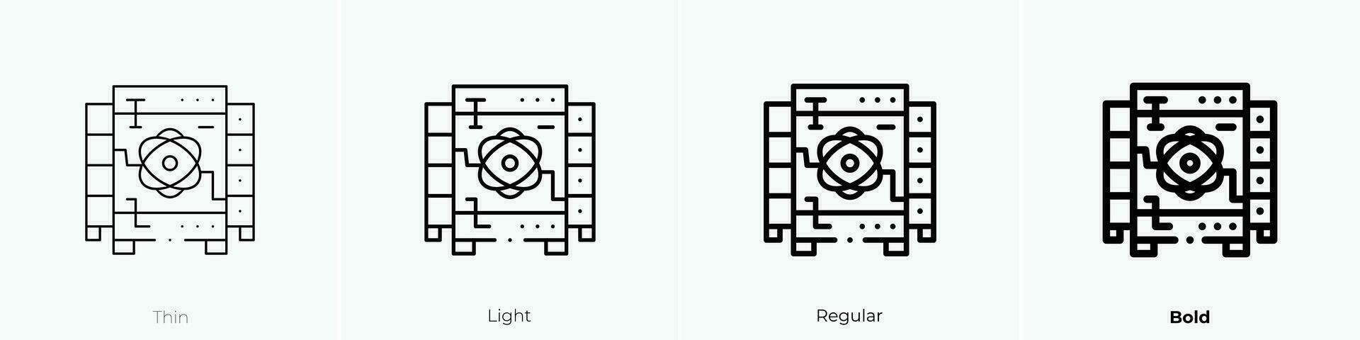 quantistico icona. sottile, luce, regolare e grassetto stile design isolato su bianca sfondo vettore