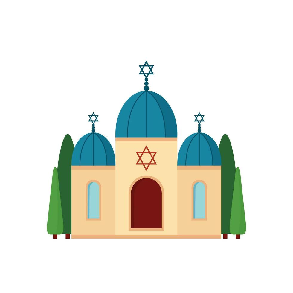 ebraico sinagoga religione edificio vettore illustrazione. Israele spirituale posto per pregare piatto design icona
