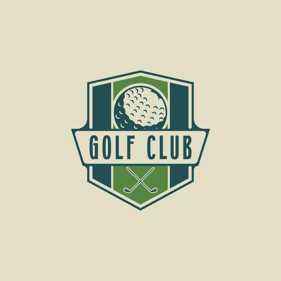 golf club emblema logo vettore illustrazione modello icona grafico design. bastone e palla di sport cartello o simbolo per torneo o lega tempo con distintivo scudo concetto