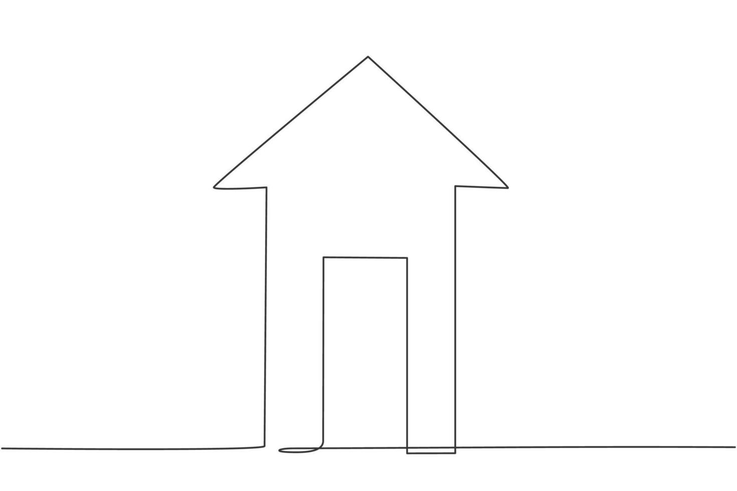 disegno a una linea singola della forma della costruzione della casa con il simbolo della freccia in su. concetto minimo di crescita delle finanze aziendali. illustrazione vettoriale grafica di disegno di disegno di linea continua moderna