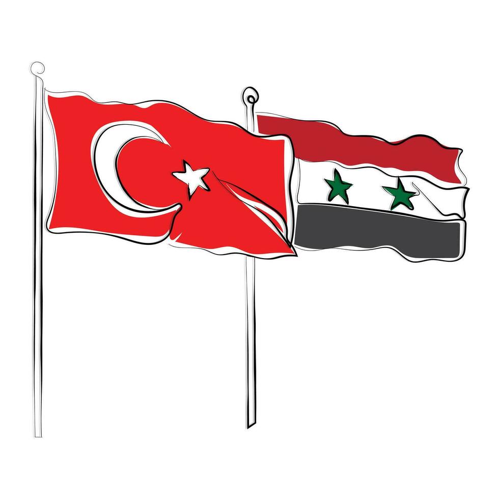 vettore di Turco e siriano bandiere.
