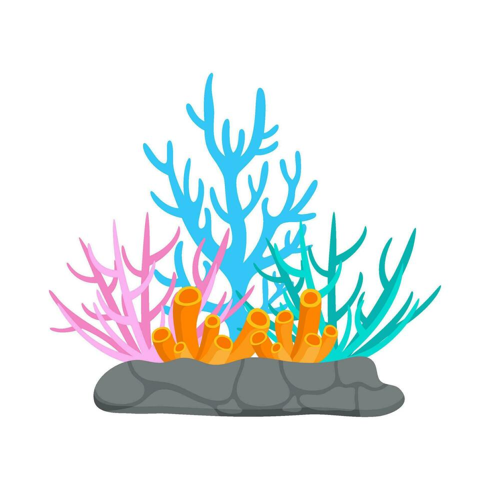 piatto illustrazione di mare corallo scogliera vettore