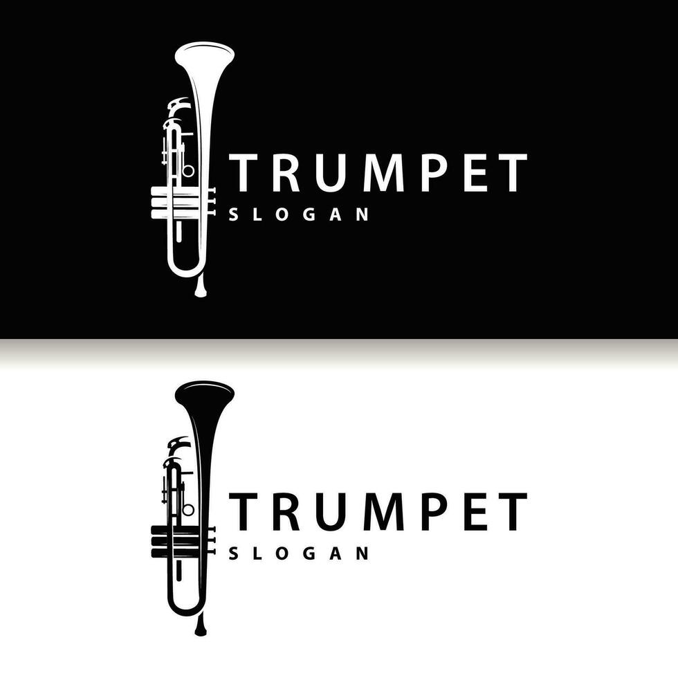 semplice marca silhouette design ottone musicale strumento tromba, classico jazz tromba logo vettore
