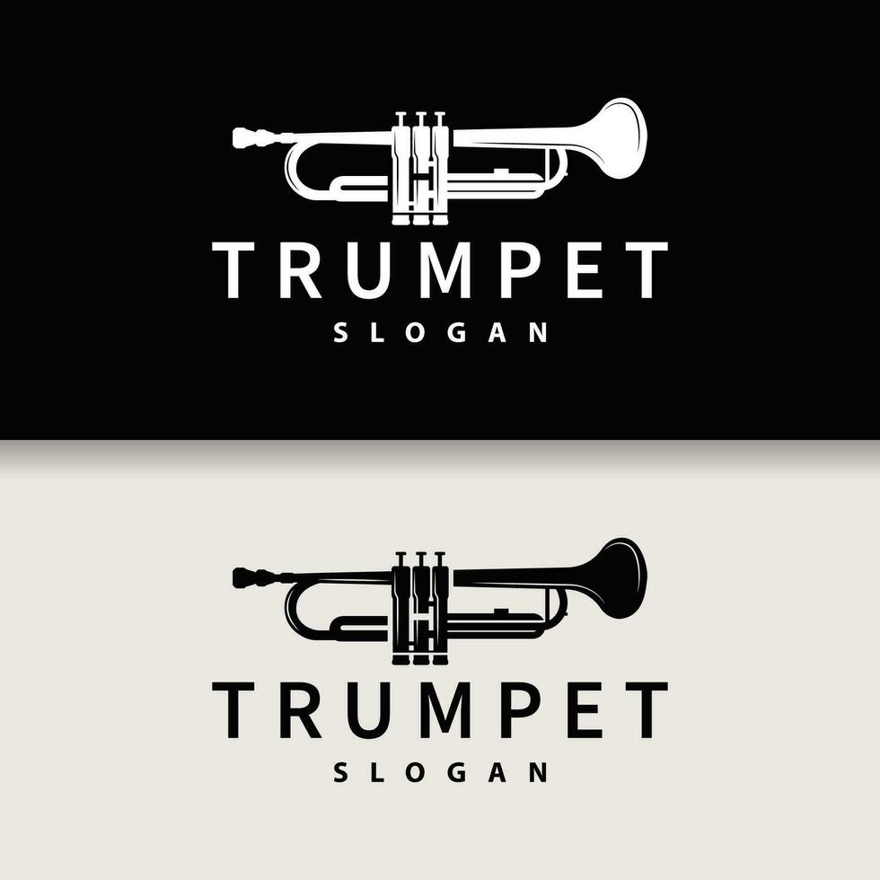 semplice marca silhouette design ottone musicale strumento tromba, classico jazz tromba logo vettore