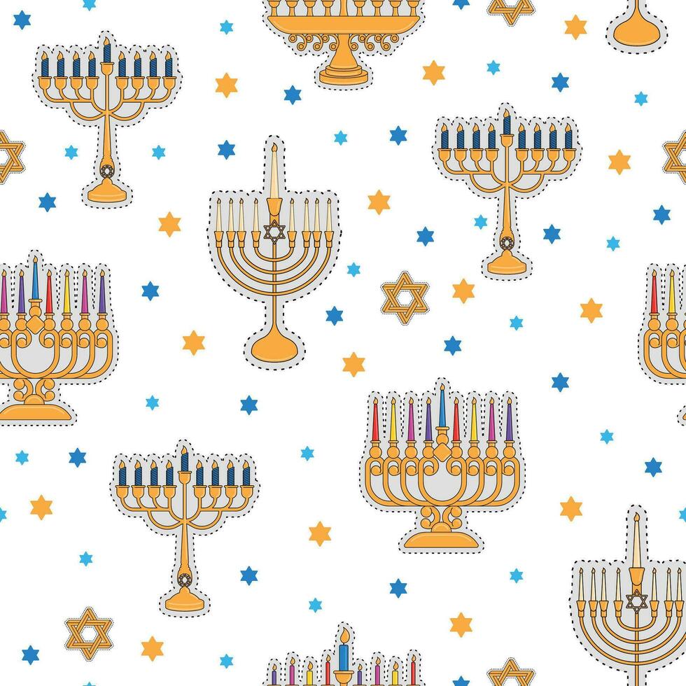 hanukkah icone colorato modello sfondo vettore