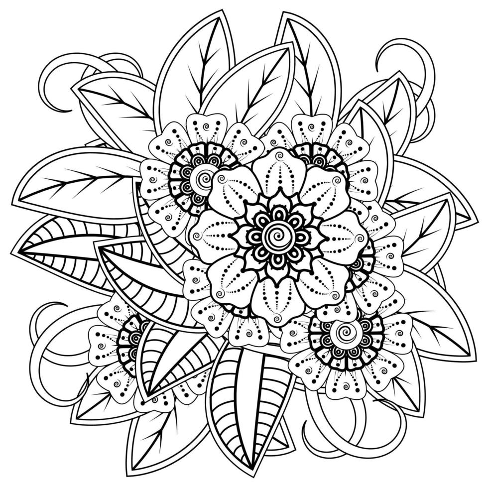 ornamento decorativo fiore mehndi in stile etnico orientale, ornamento scarabocchio, disegno a mano contorno. vettore