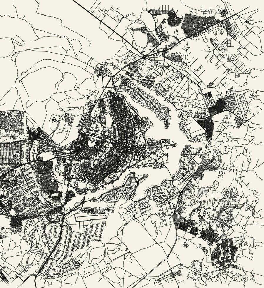 vettore città carta geografica di brasilia - brasiliana, brasile