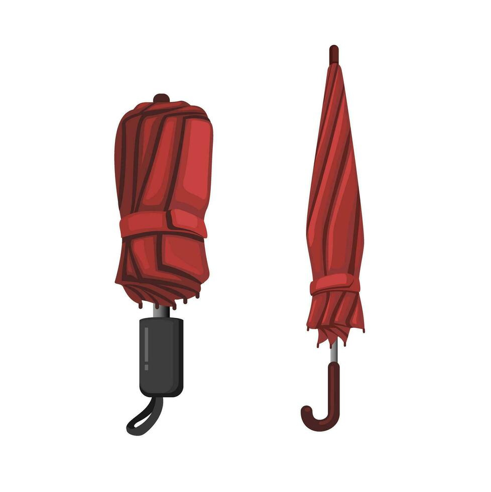 ombrello piegato collezione impostato illustrazione vettore