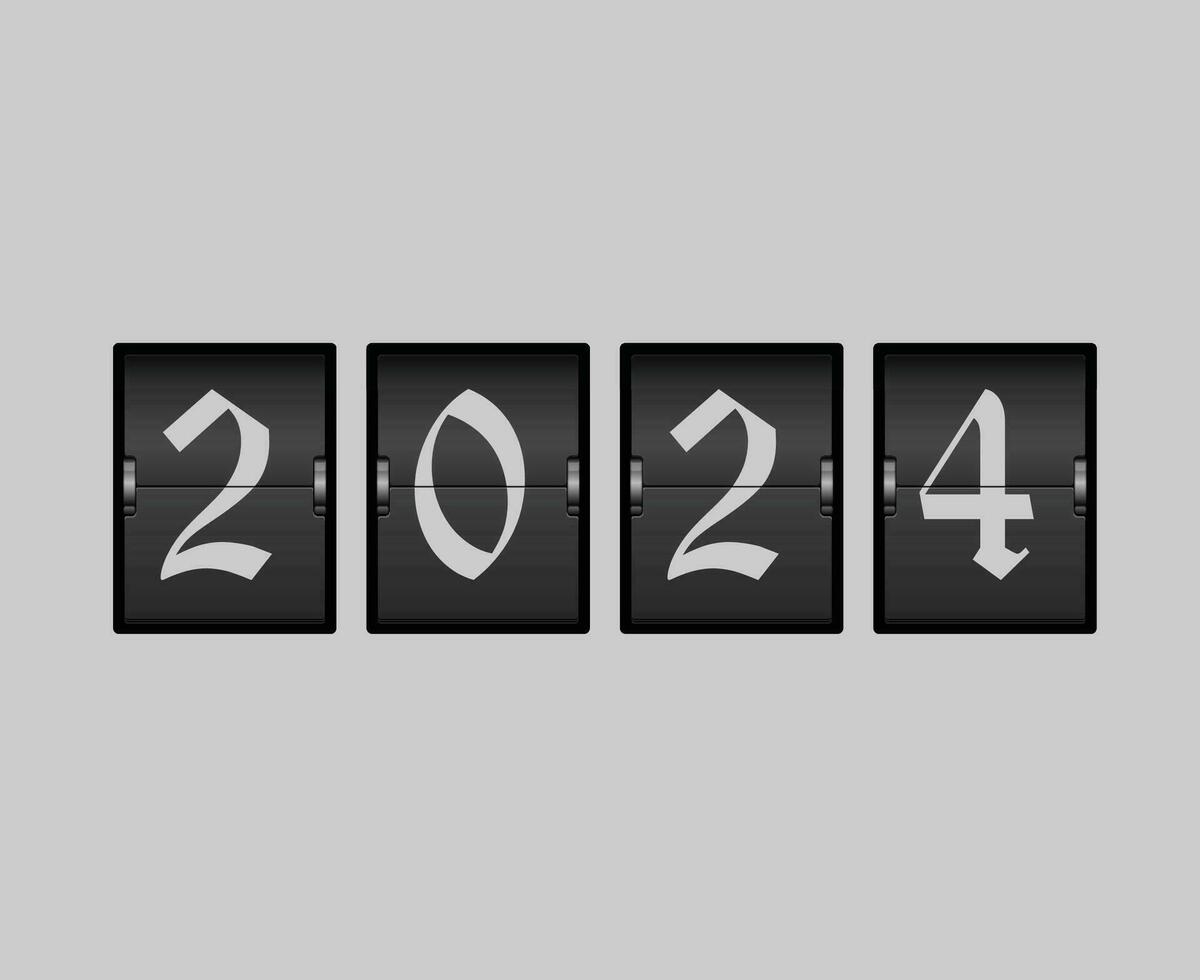 2024 contento nuovo anno astratto nero grafico design vettore logo simbolo illustrazione con grigio sfondo