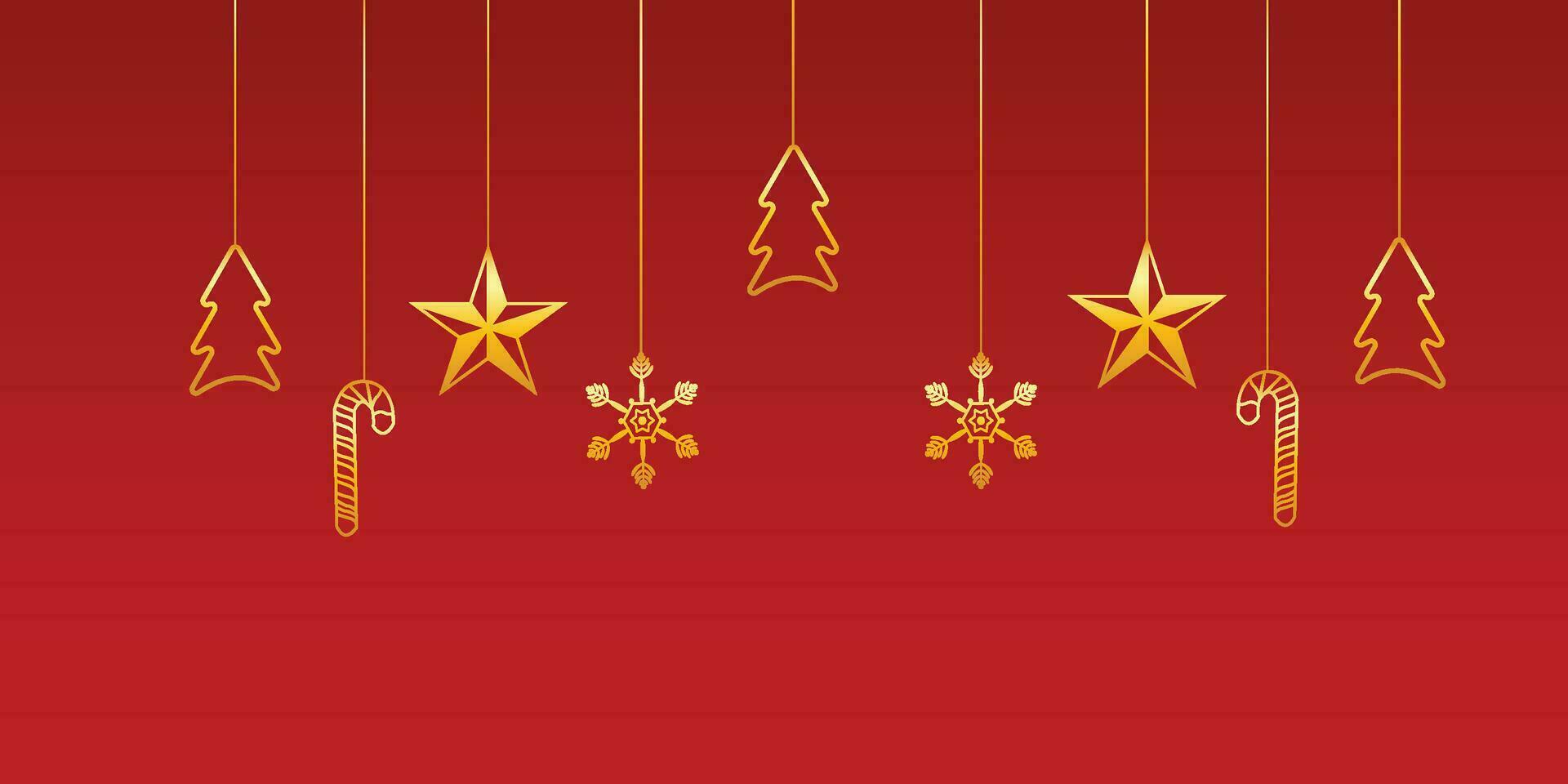 allegro Natale bandiera con d'oro stelle e scatole e caramella vettore