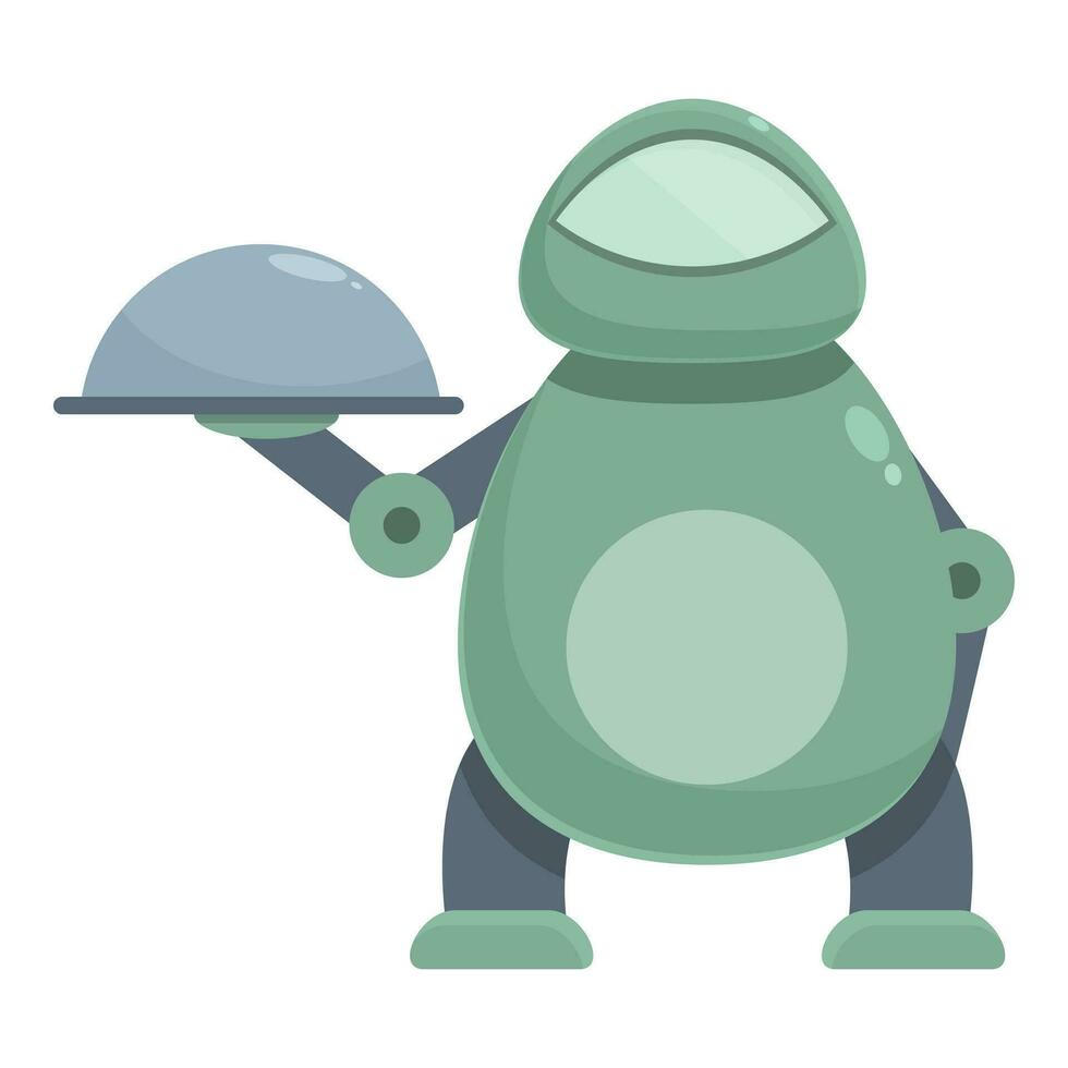 verde robot Cameriere icona cartone animato vettore. digitale ufficio vettore
