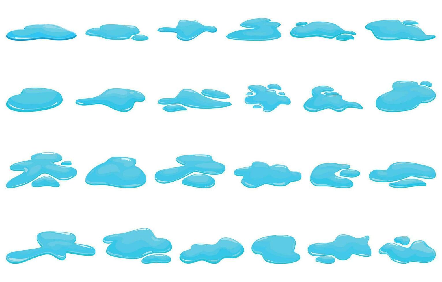 acqua pozzanghera icone impostato cartone animato vettore. pavimento perdita lacrime vettore