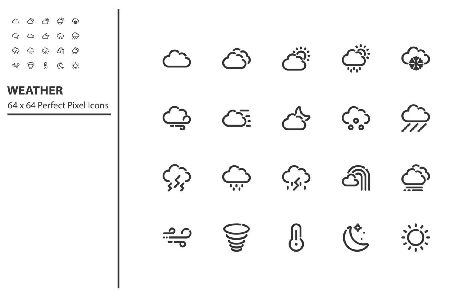 set di icone della linea meteorologica vettore