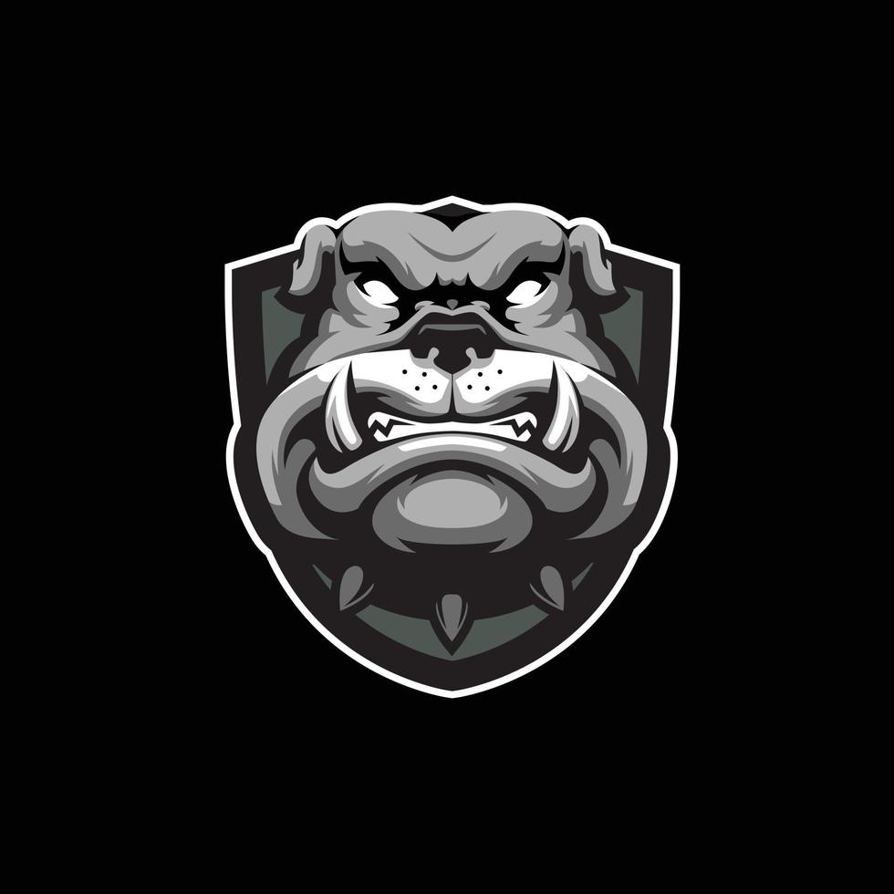 mascotte logo esport testa bulldog vettore