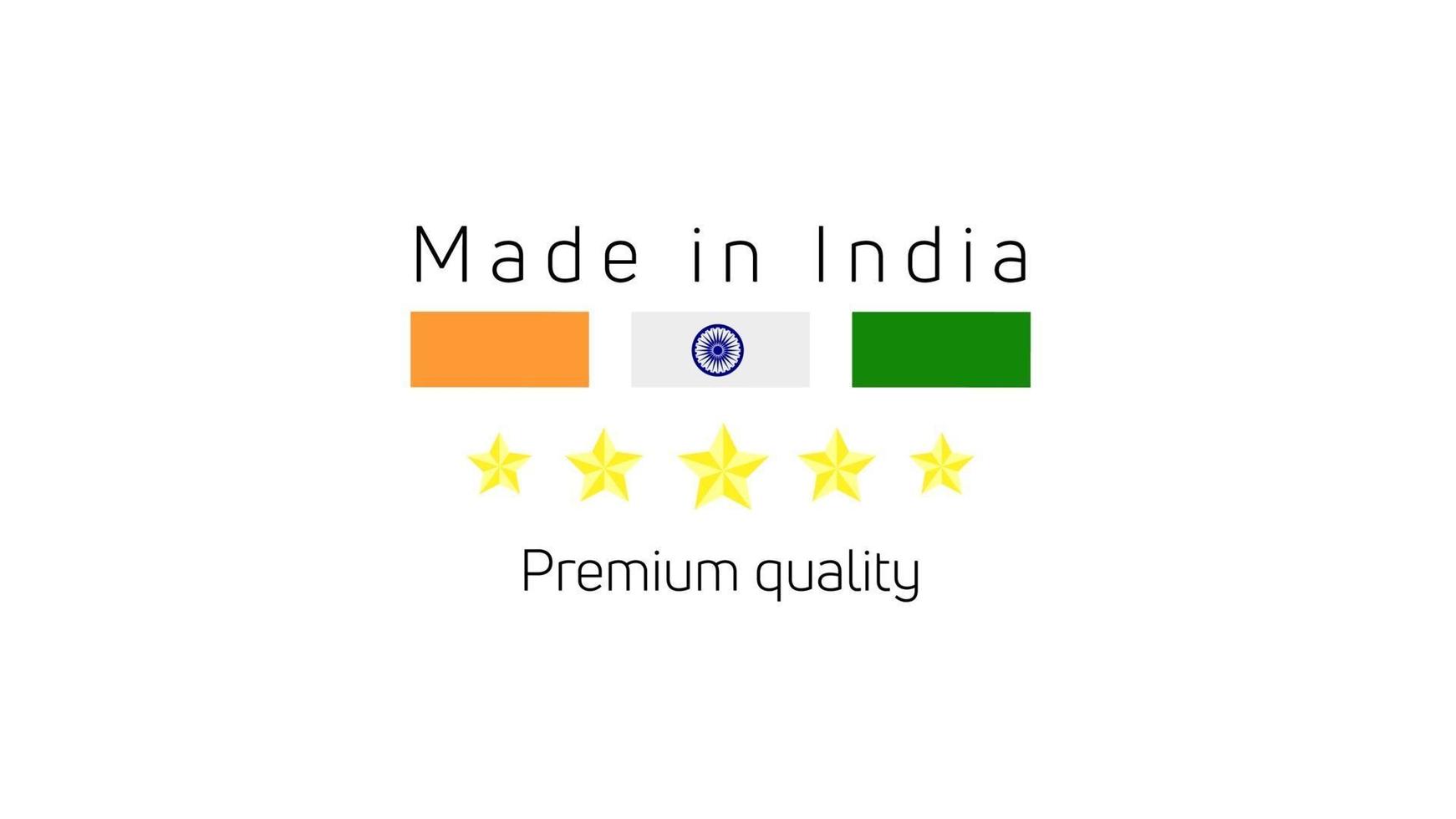 etichette made in india, emblema del prodotto india, logo made in india. illustrazione vettoriale