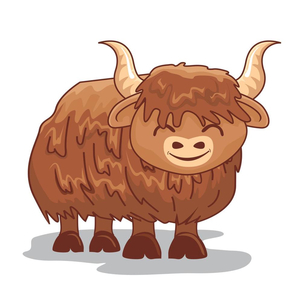 illustrazioni di cartoni animati di yak bisonte vettore
