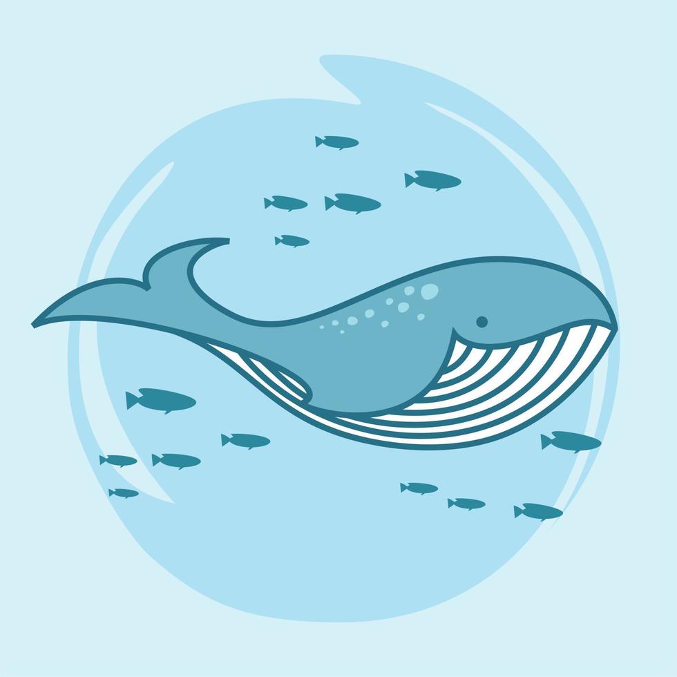 fumetto di illustrazioni di pesce balena vettore