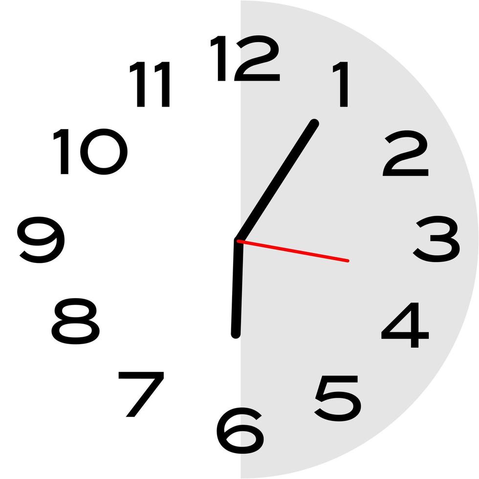 Icona orologio analogico 5 minuti e 6:00 vettore