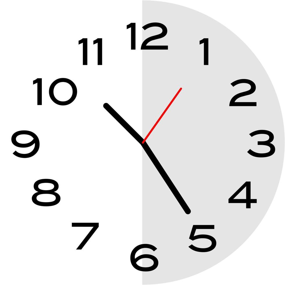 Icona dell'orologio analogico 25 minuti dopo le 10 vettore