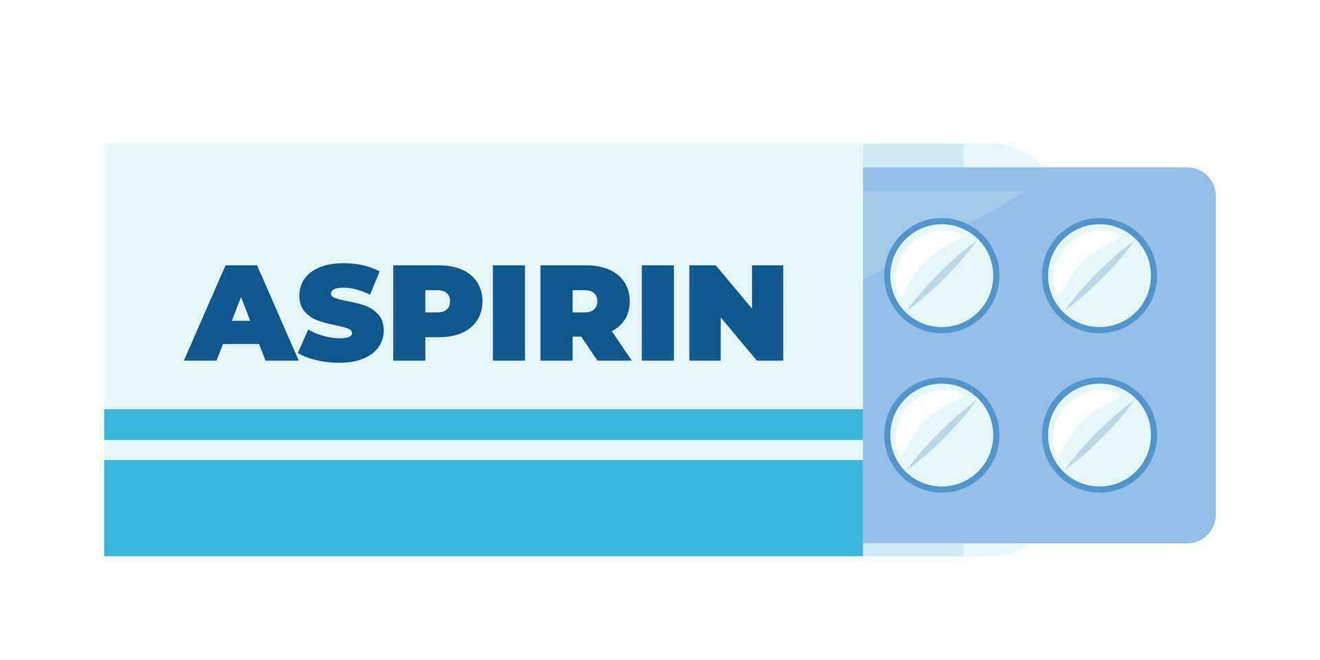 aspirina imballare e bolla con pillole. vettore illustrazione nel piatto stile.
