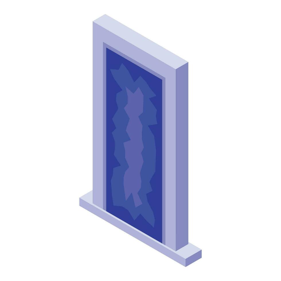 blu porta portale icona isometrico vettore. squillare energia fantasia vettore